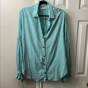 Women's Teal Button-Up Top